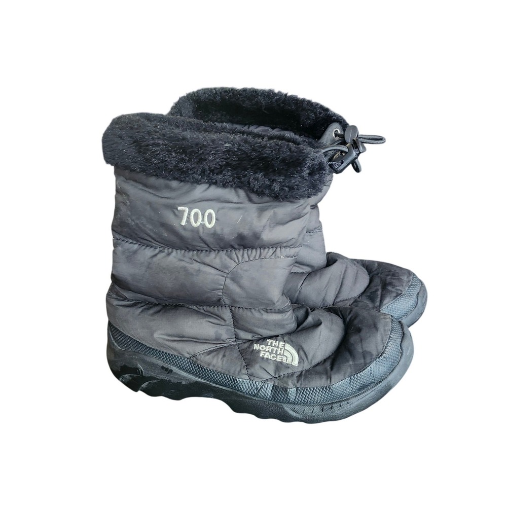 The North Face Nuptse 700 Down Puffer Boots Womens 8 Black Faux Fur Trim APBG002